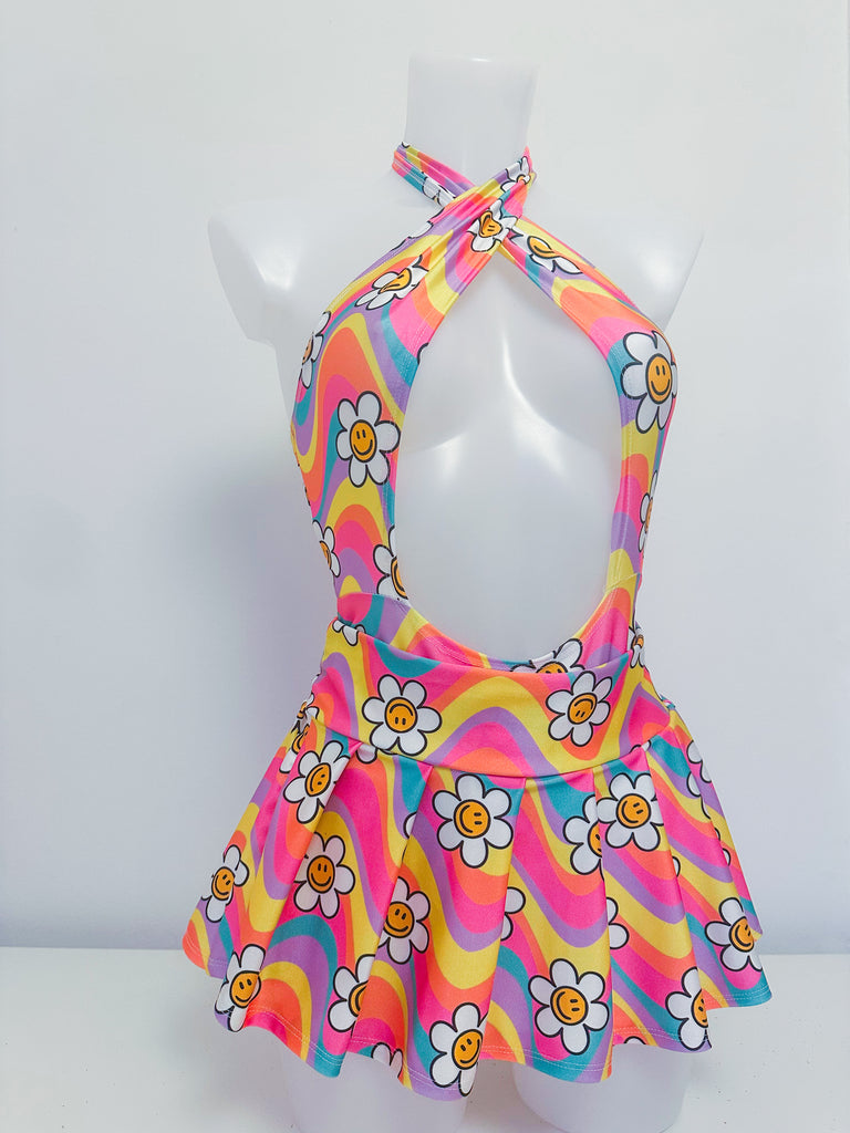 Rainbow Floral Micro Skirt