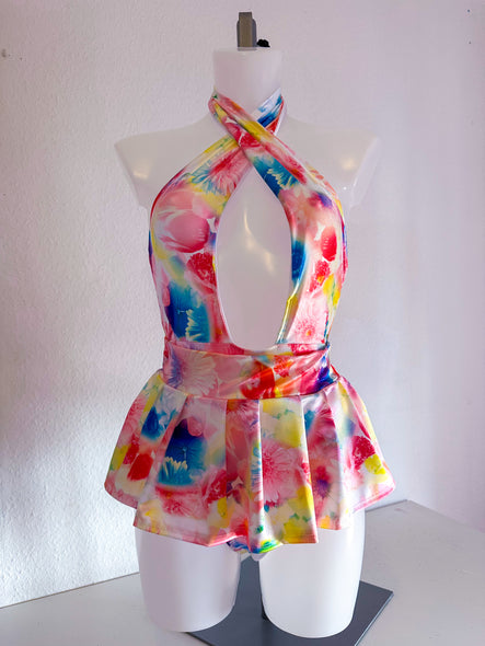 Rainbow Floral bodysuit and skirt